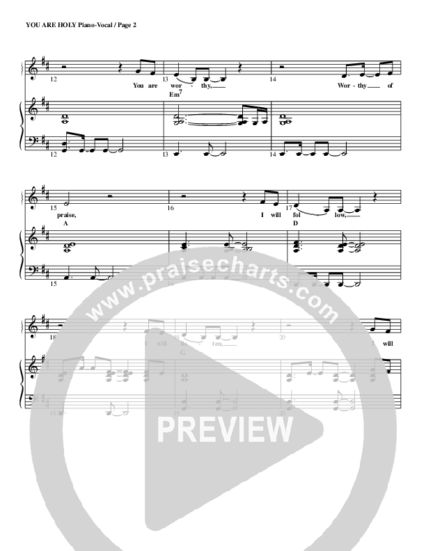 You Are Holy (Prince of Peace) Piano/Vocal (G3 Kids)