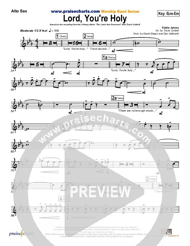Lord You're Holy Alto Sax (Travis Cottrell)