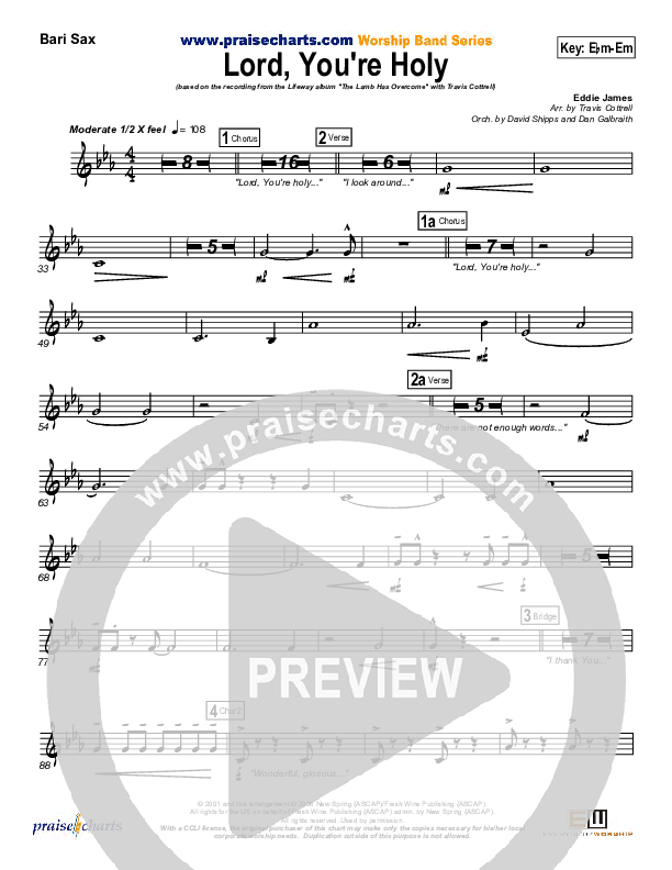 Lord You're Holy Bari Sax (Travis Cottrell)