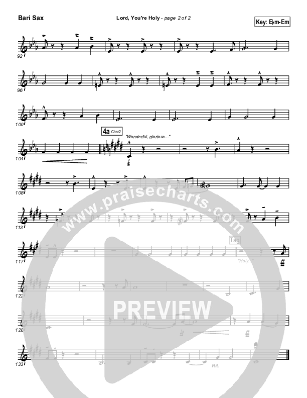 Lord You're Holy Bari Sax (Travis Cottrell)