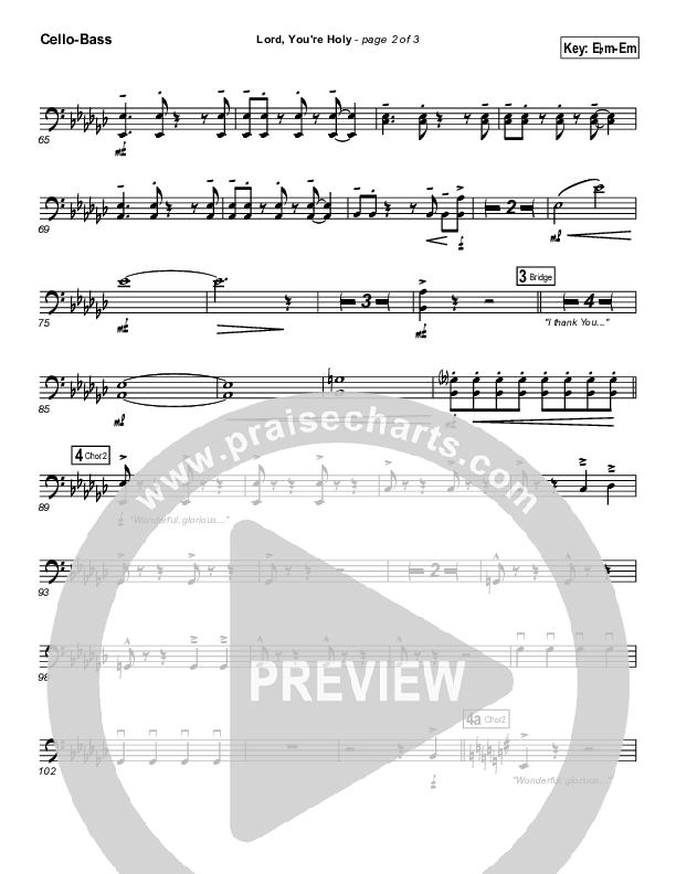 Lord You're Holy Cello/Bass (Travis Cottrell)