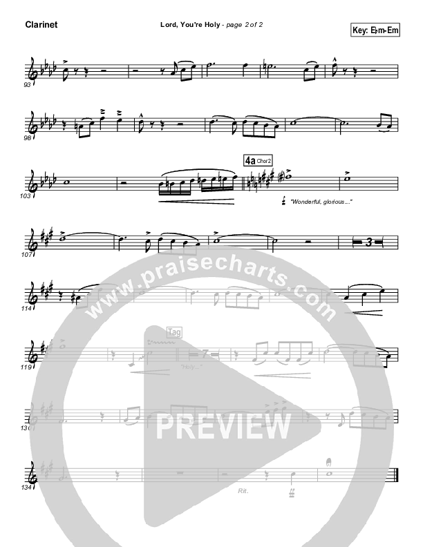 Lord You're Holy Clarinet (Travis Cottrell)