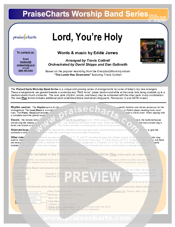 Lord You're Holy Cover Sheet (Travis Cottrell)