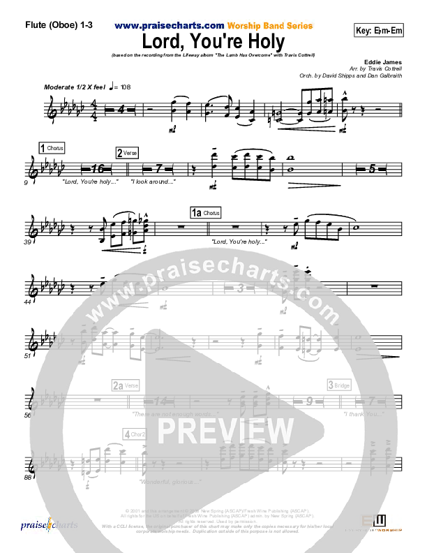 Lord You're Holy Flute/Oboe 1/2/3 (Travis Cottrell)