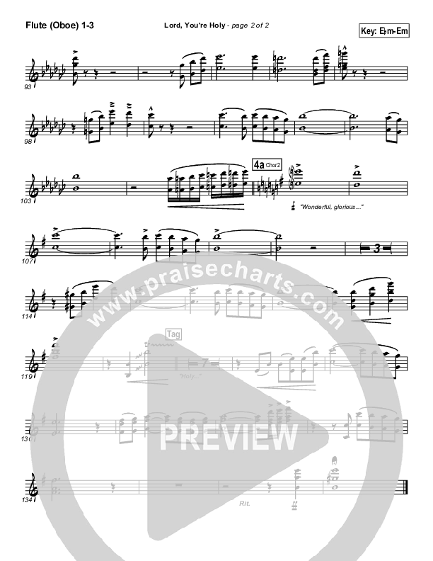 Lord You're Holy Flute/Oboe 1/2/3 (Travis Cottrell)