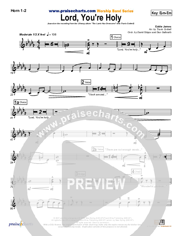 Lord You're Holy French Horn 1/2 (Travis Cottrell)