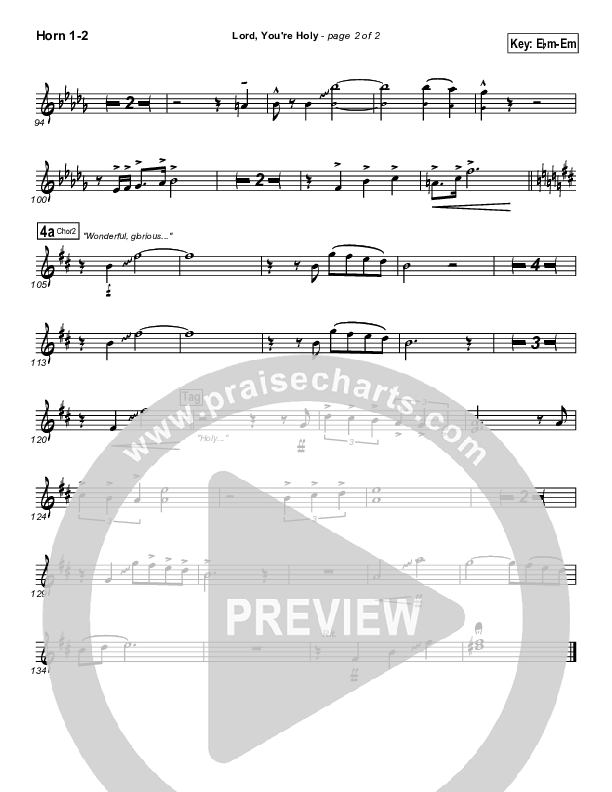 Lord You're Holy French Horn 1/2 (Travis Cottrell)