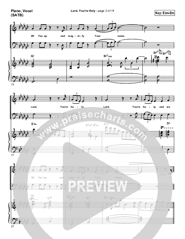 Lord You're Holy Piano/Vocal (Travis Cottrell)