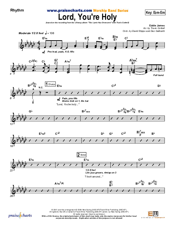 Lord You're Holy Rhythm Chart (Travis Cottrell)