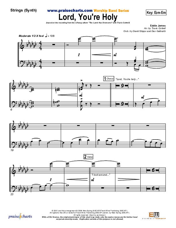 Lord You're Holy String Pack (Travis Cottrell)