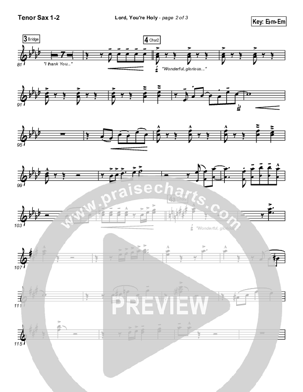 Lord You're Holy Tenor Sax 1/2 (Travis Cottrell)