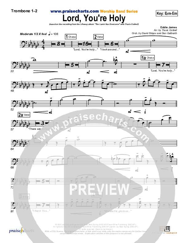 Lord You're Holy Trombone 1/2 (Travis Cottrell)