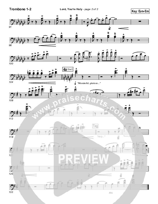 Lord You're Holy Trombone 1/2 (Travis Cottrell)