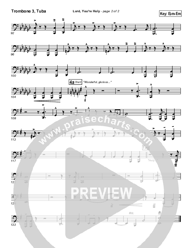 Lord You're Holy Trombone 3/Tuba (Travis Cottrell)