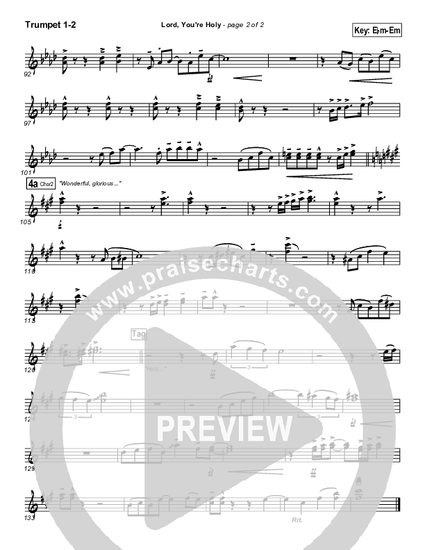 Lord You're Holy Trumpet 1,2 (Travis Cottrell)