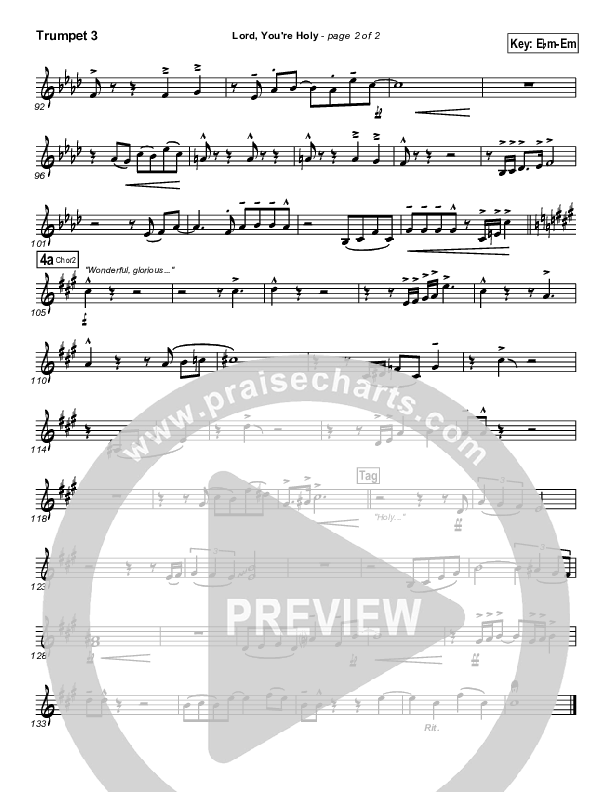 Lord You're Holy Trumpet 3 (Travis Cottrell)