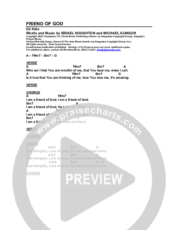 Friend Of God Chords PDF (G3 Kids) - PraiseCharts