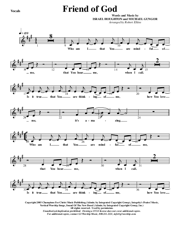 Friend Of God Lead Sheet (G3 Kids)