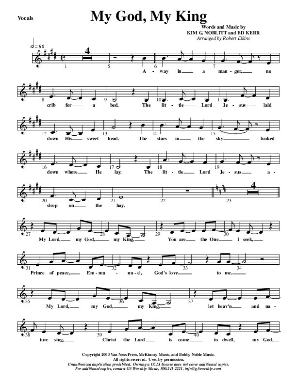 My God My King Lead Sheet (G3 Kids)