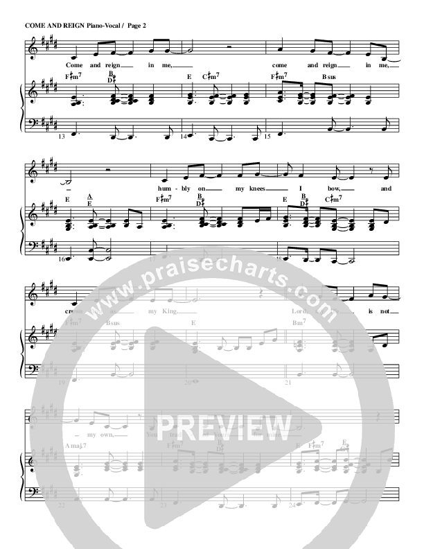 Come And Reign In Me Lead Sheet (SAT) (G3 Kids)