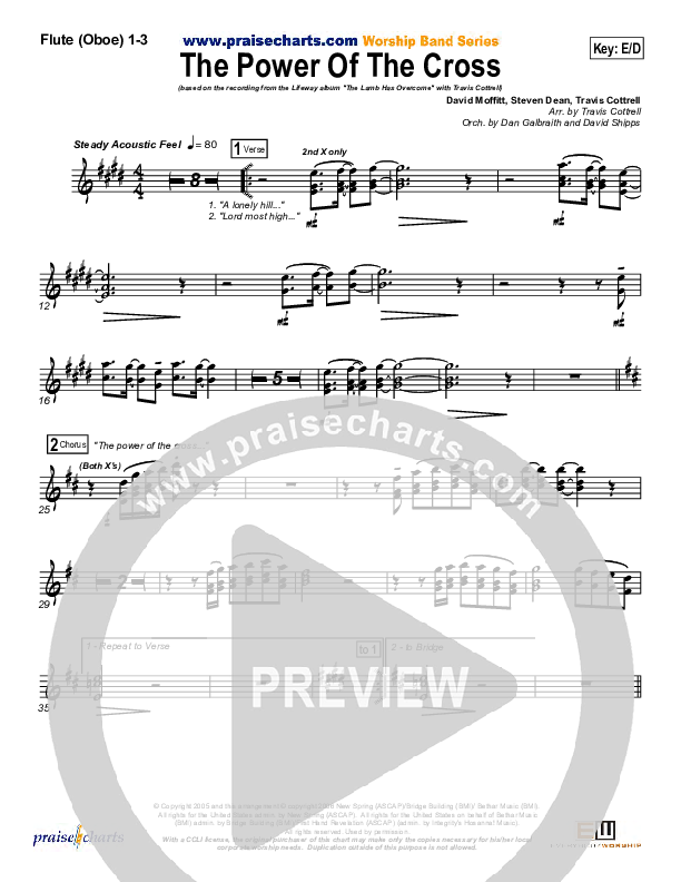 The Power Of The Cross Flute/Oboe 1/2/3 (Travis Cottrell)