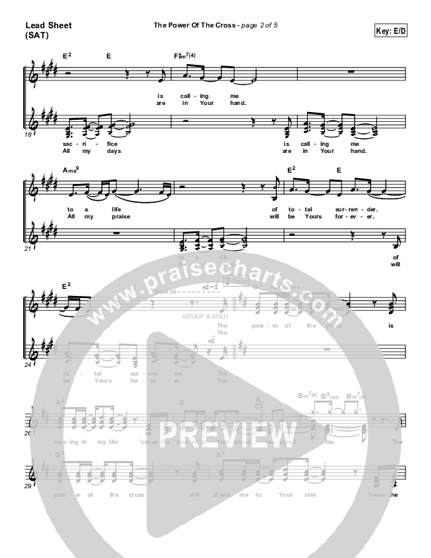The Power Of The Cross Lead Sheet (SAT) (Travis Cottrell)
