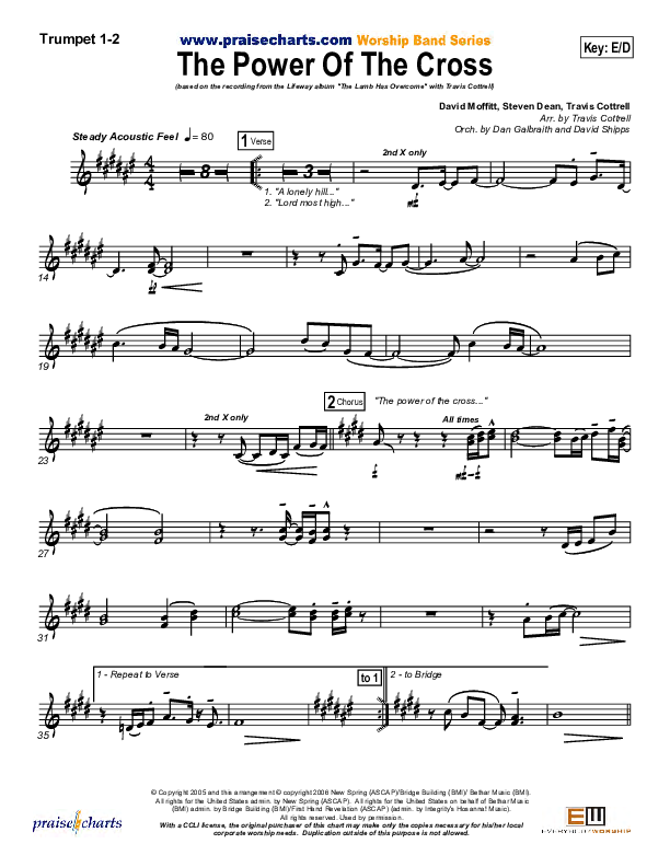 The Power Of The Cross Trumpet 1,2 (Travis Cottrell)