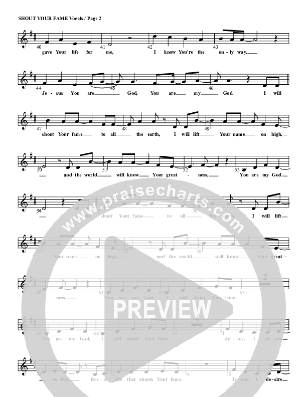 Shout Your Fame Lead Sheet (G3 Kids)