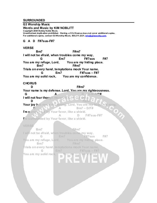 Surrounded Chords & Lyrics (G3 Kids)