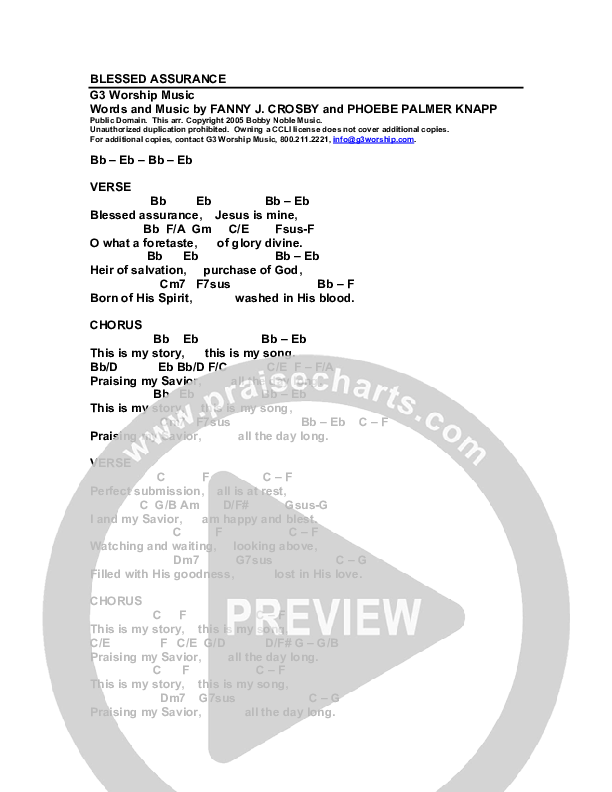 Blessed Assurance Chords & Lyrics (G3 Kids)