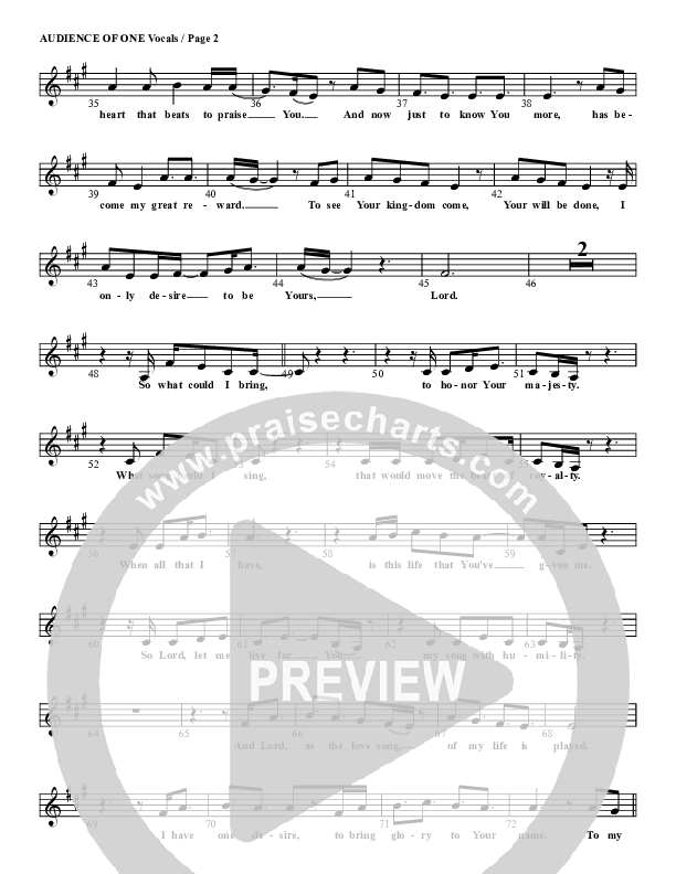 The Audience Of One Lead Sheet (G3 Kids)