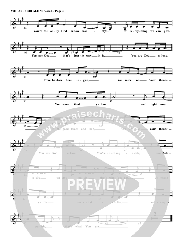 You Are God Alone Lead Sheet (G3 Kids)