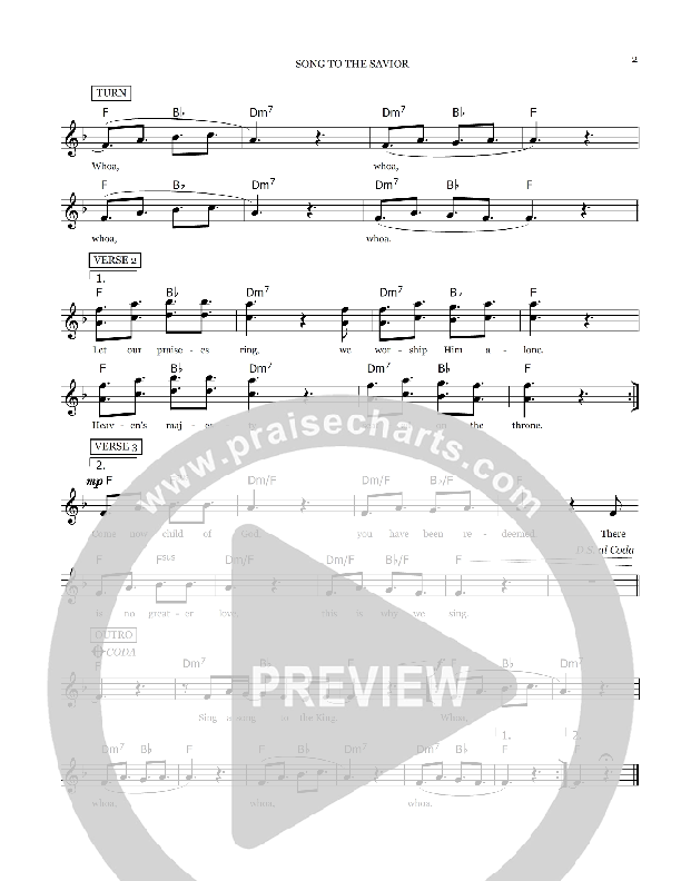 Song To The Savior Lead Sheet (Tyrus Morgan / Nicol Sponberg)