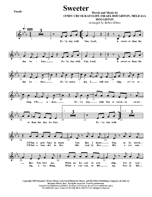 Sweeter Lead Sheet (G3 Kids)