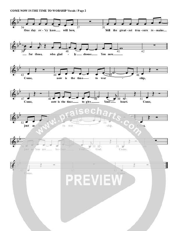 Come Now Is The Time To Worship Lead Sheet (G3 Kids)