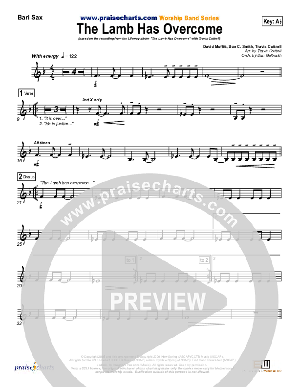 The Lamb Has Overcome Bari Sax (Travis Cottrell)