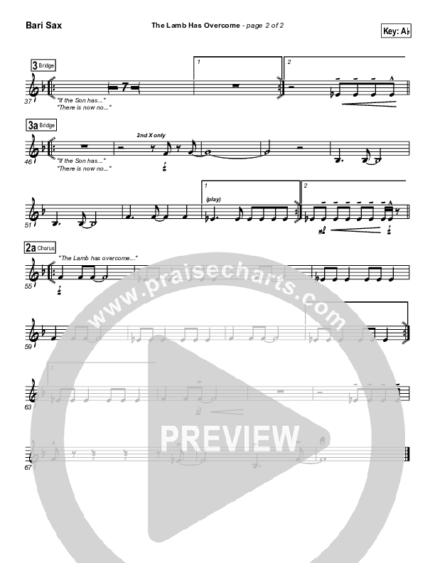 The Lamb Has Overcome Bari Sax (Travis Cottrell)