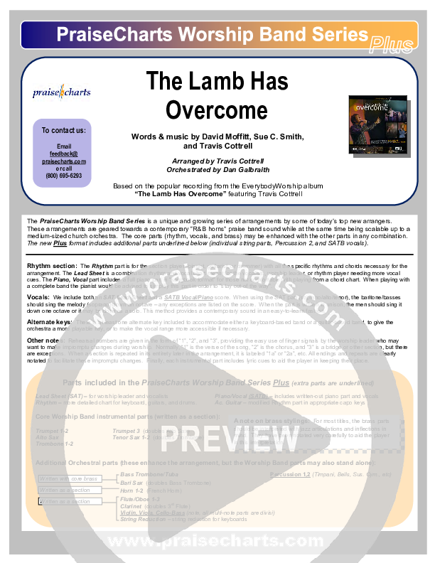 The Lamb Has Overcome Cover Sheet (Travis Cottrell)