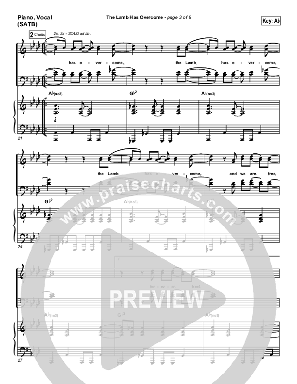 The Lamb Has Overcome Piano/Vocal (SATB) (Travis Cottrell)