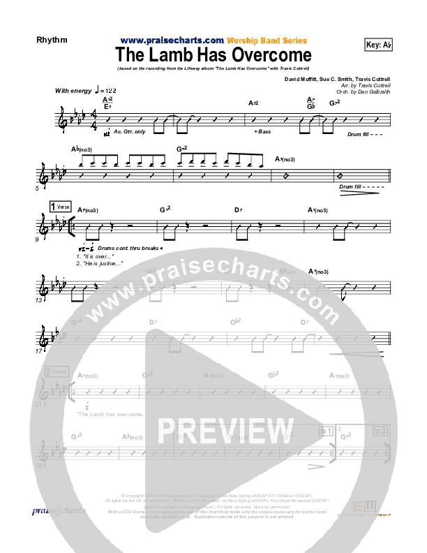 The Lamb Has Overcome Rhythm Chart (Travis Cottrell)