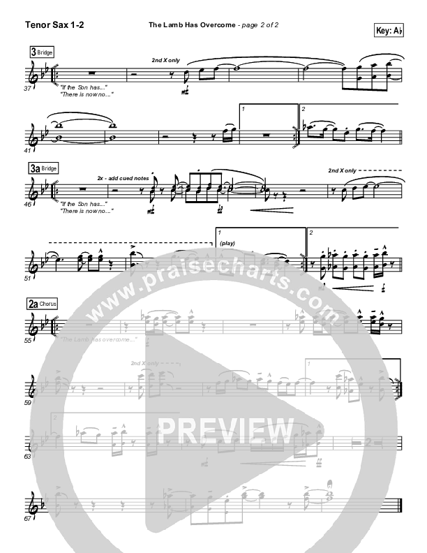 The Lamb Has Overcome Tenor Sax 1/2 (Travis Cottrell)