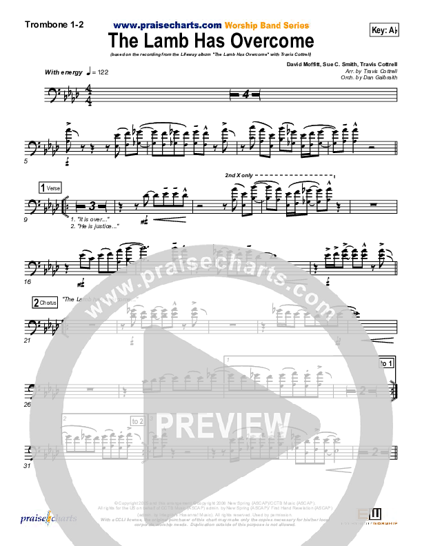 The Lamb Has Overcome Trombone 1/2 (Travis Cottrell)
