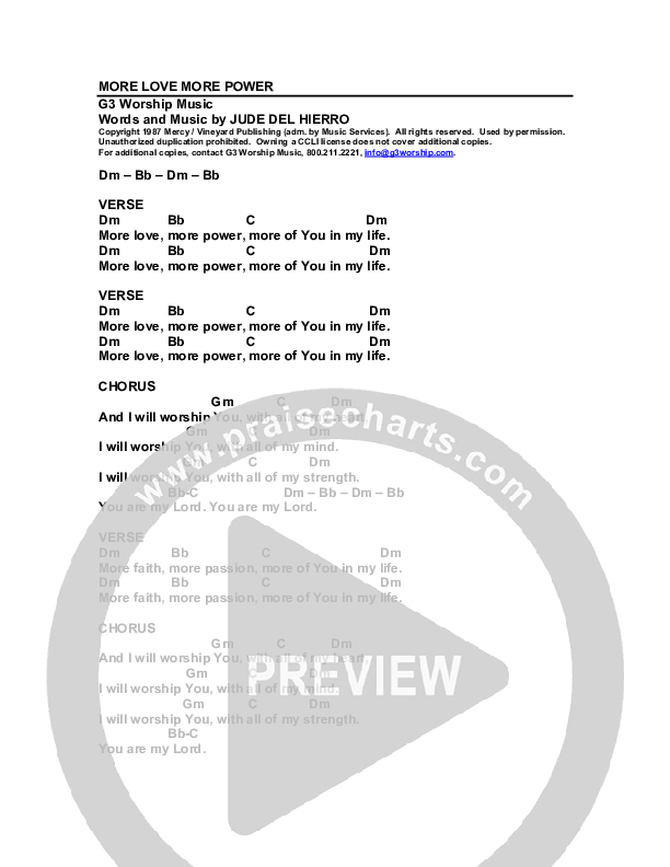 More Love More Power Chord Chart (G3 Kids)