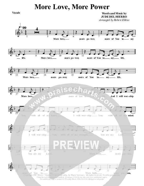 More Love More Power Lead Sheet (G3 Kids)