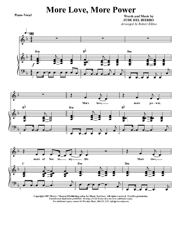 More Love More Power Lead & Piano (G3 Kids)