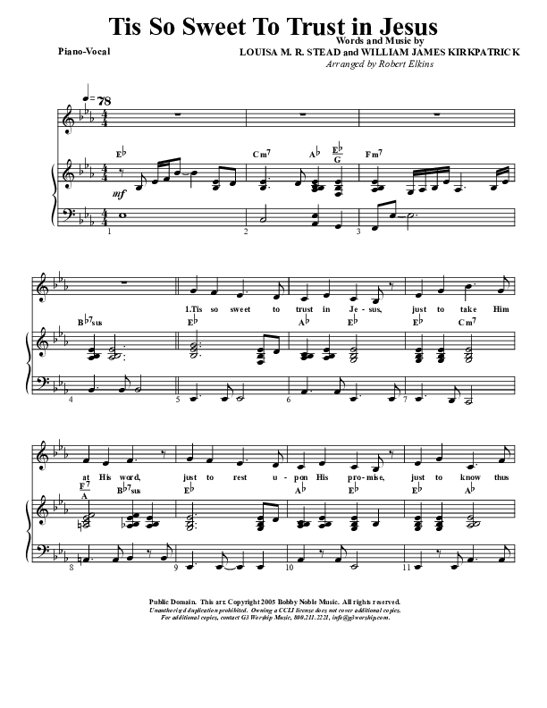 Tis So Sweet To Trust In Jesus Lead & Piano (G3 Kids)