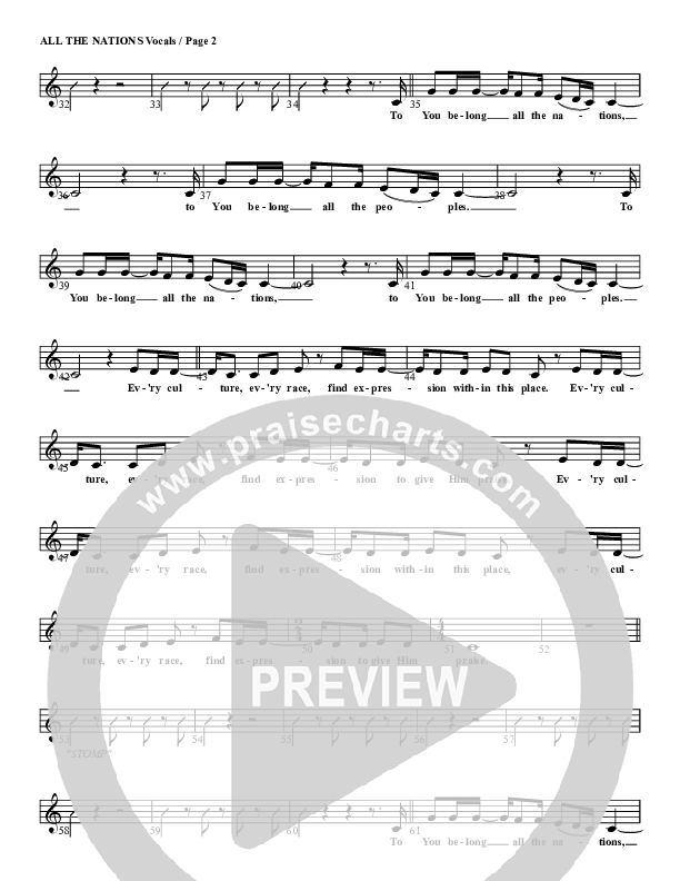 All The Nations Lead Sheet (G3 Kids)