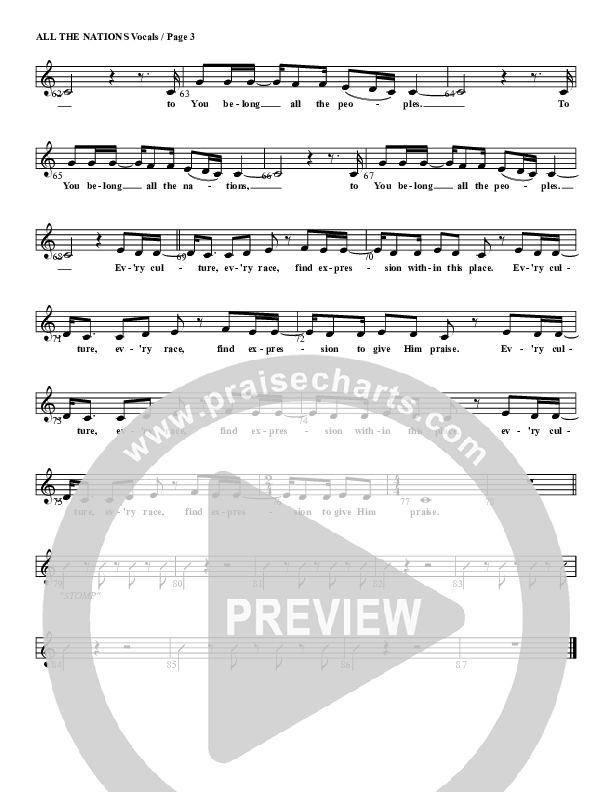 All The Nations Lead Sheet (G3 Kids)