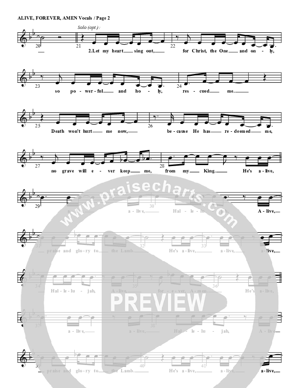 Alive Forever Amen Lead Sheet (G3 Kids)