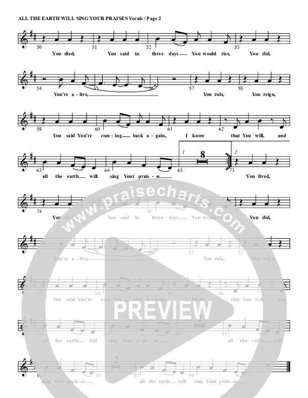 All The Earth Will Sing Your Praises Lead Sheet (G3 Kids)